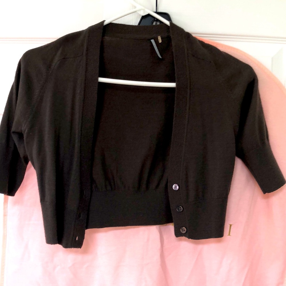 Elie Tahari Cropped Brown Cardigan - Size S/P EUC